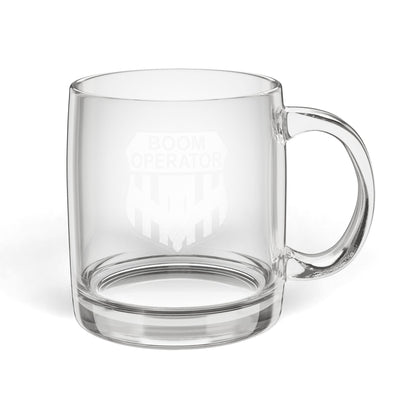 Boom Operator Engraved Glass Coffee Mug — 12.25 oz Clear Glass Mug