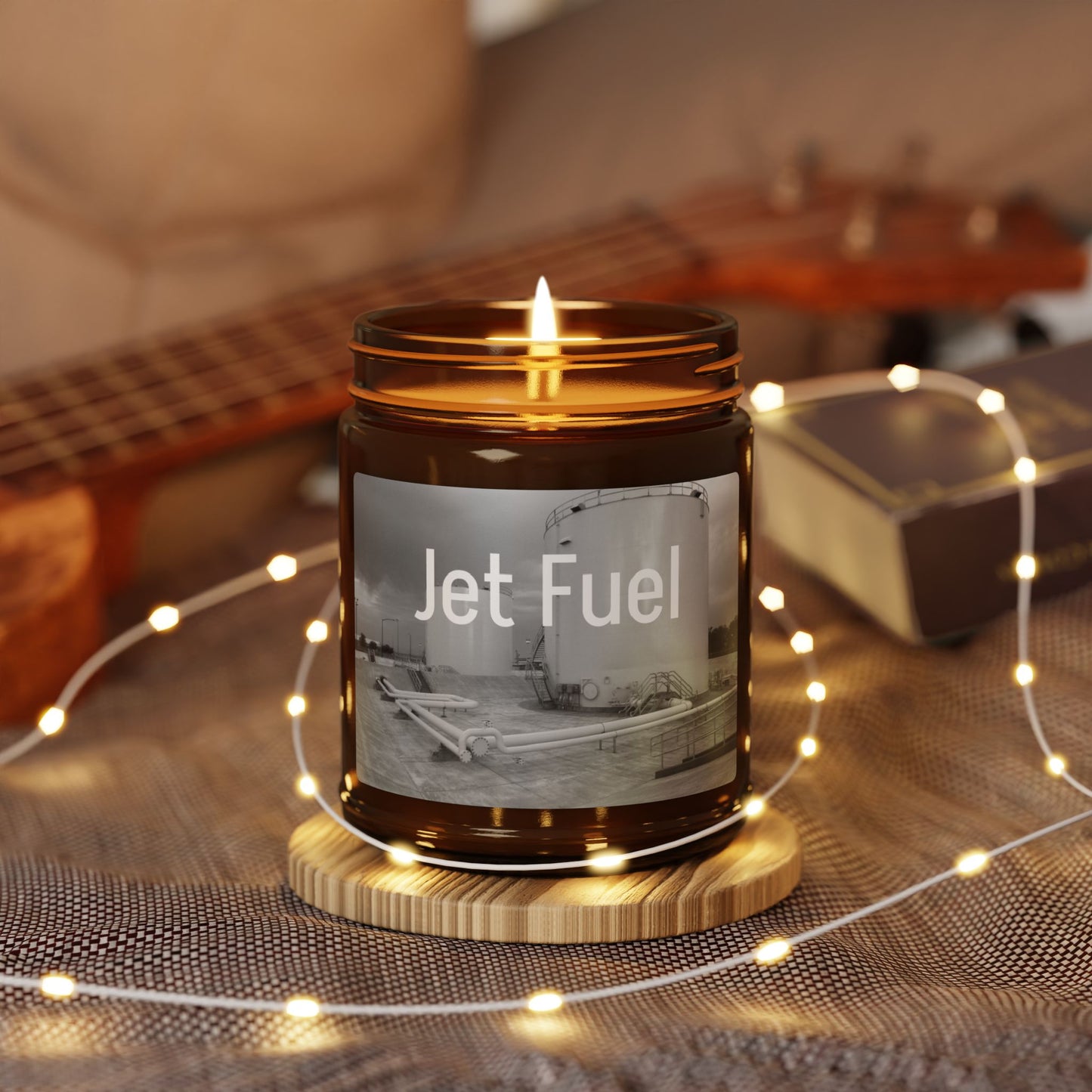 Jet Fuel Scented Soy Candle — Amber Jar Aromatherapy Candle