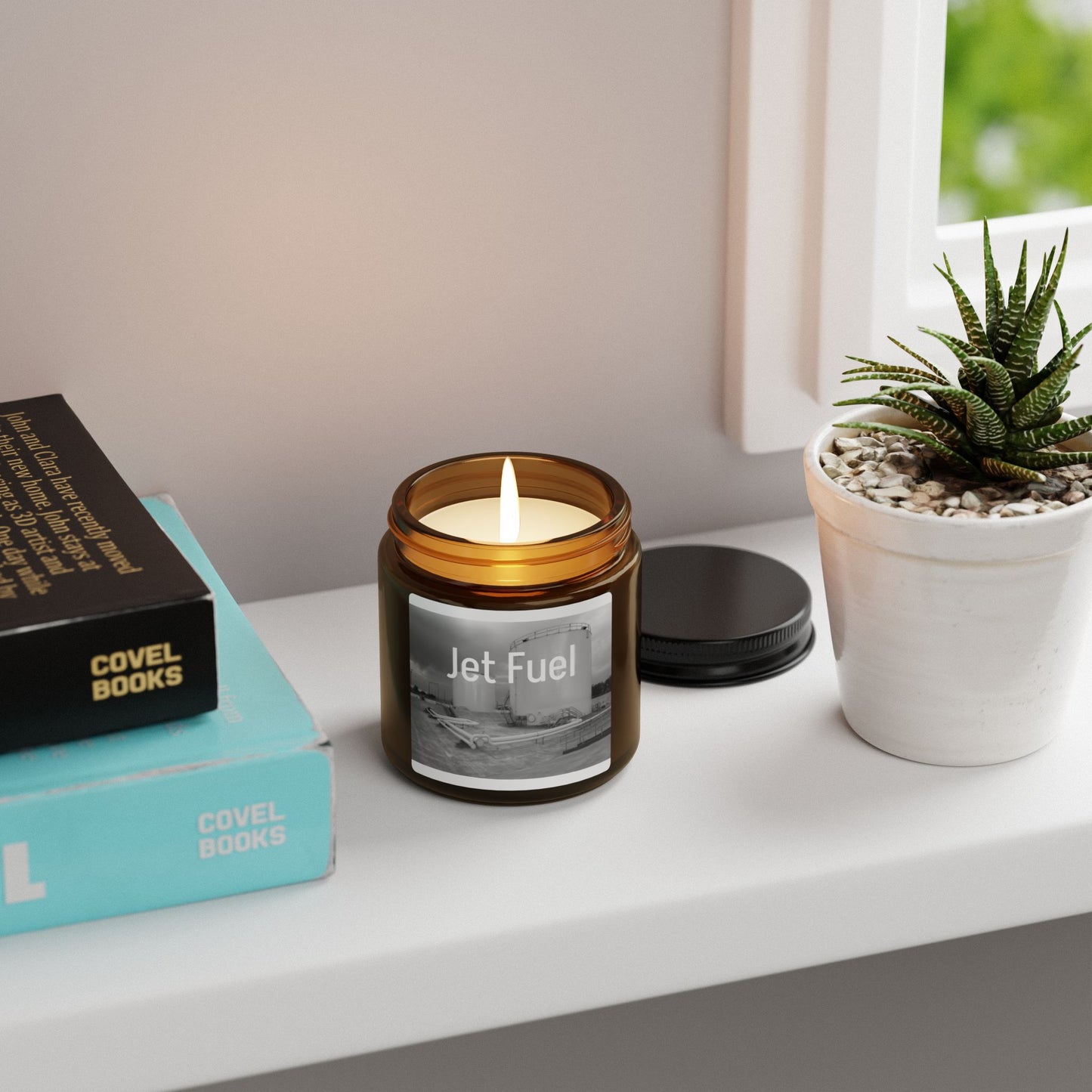 Jet Fuel Scented Soy Candle — Amber Jar Aromatherapy Candle
